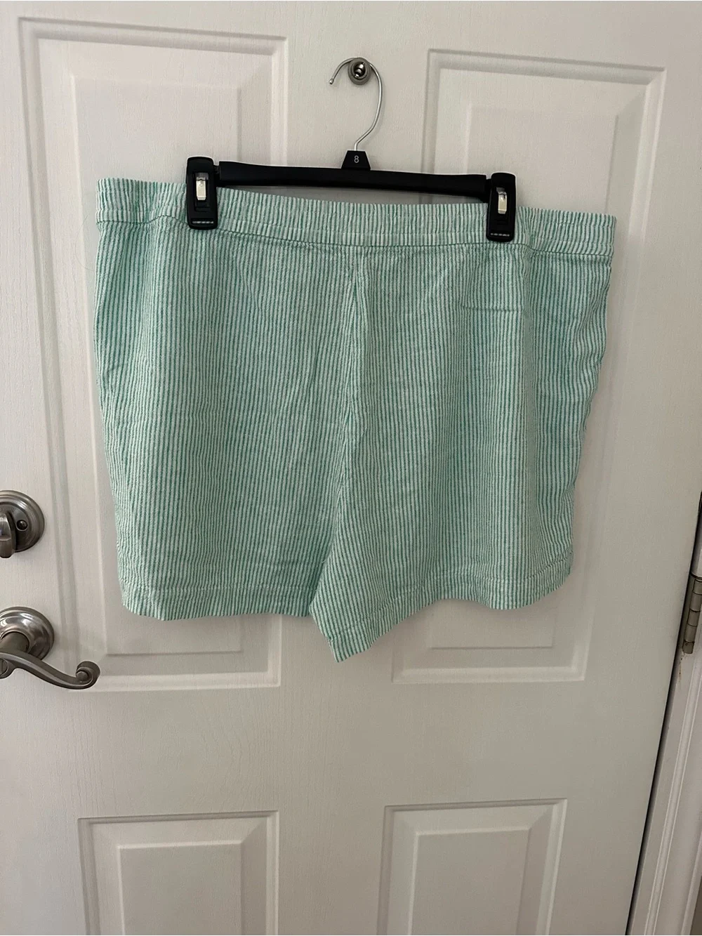 J Crew Linen-blend drawstring short Green and white stripe size XL